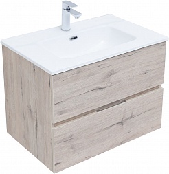 Aquanet Мебель для ванной Алвита New 70 2 ящика подвесная дуб веллингтон белый – фотография-3